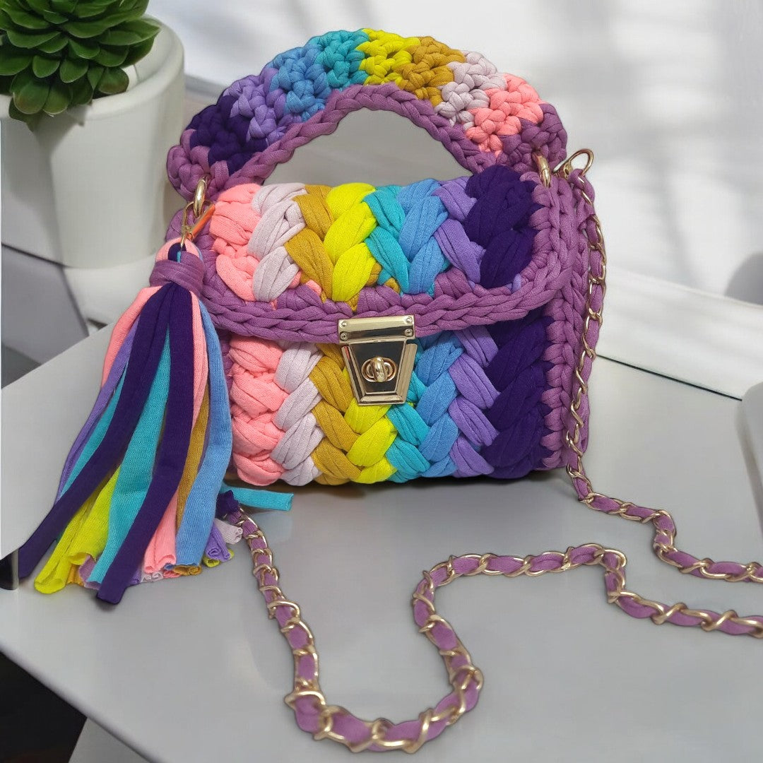 Shiroli Handmade Designer Festive Rainbow Bag- Image 5