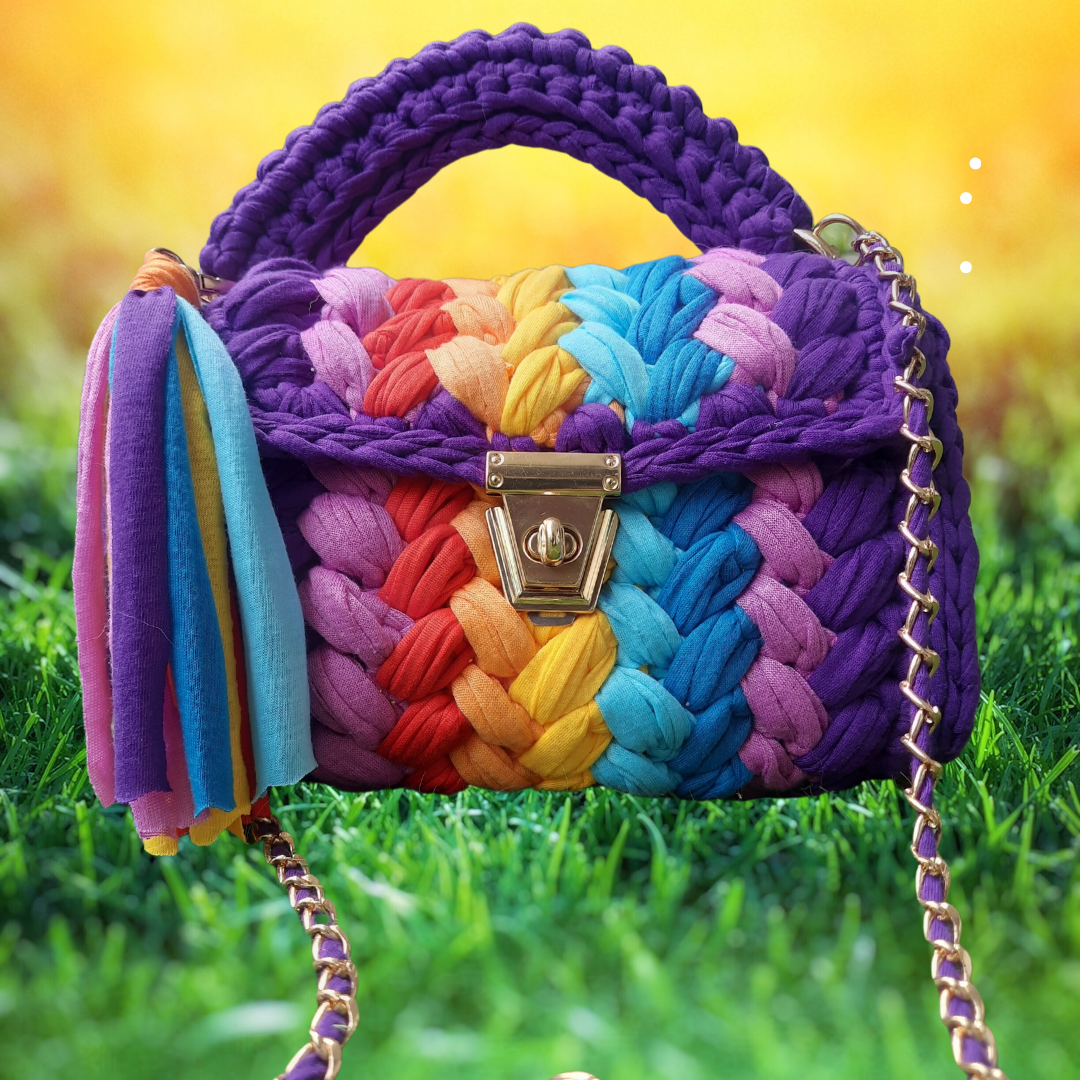 Handmade boho crochet bag round – lenalovesknitting