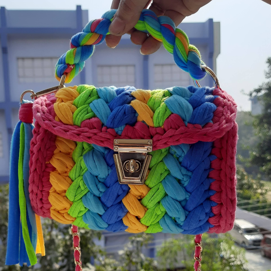 Girl's Handmade Crochet Flower Handbag Casual Shoulder Bag - Temu